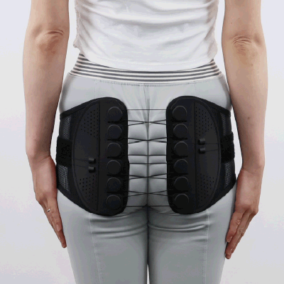 Diagram of where the belt sits: low over the pelvis